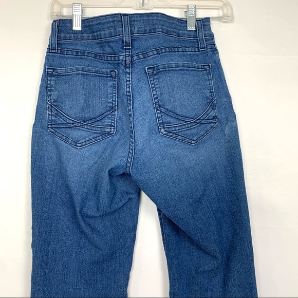 NYDJ Marilyn Straight Frayed Raw Hem Ankle Crop Lift Tuck Blue Jeans 0 - Picture 7 of 11